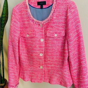 J. Crew Pink Peplum Lady Jacket in Tweed Sz 12
